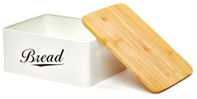 Bamboo Lid Metal Bread Box - Image 2