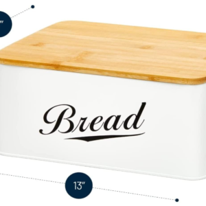 Bamboo Lid Metal Bread Box