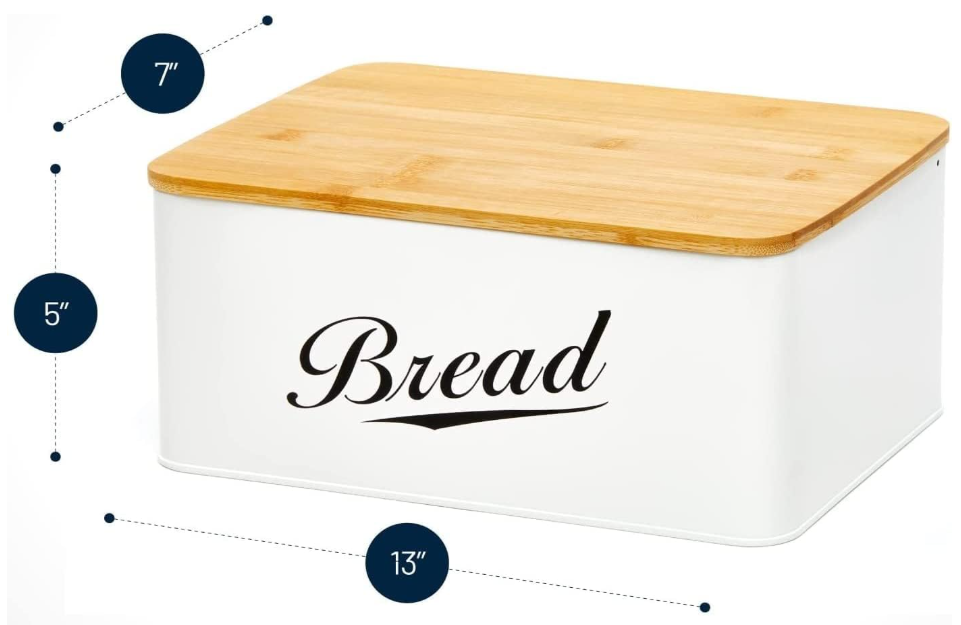 Bamboo Lid Metal Bread Box